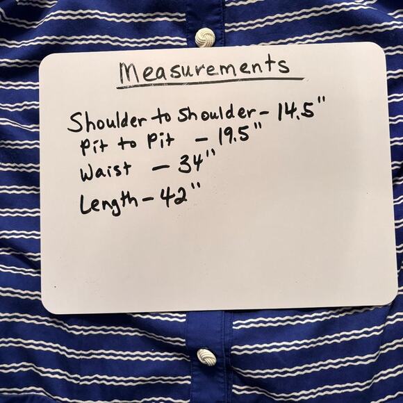 Vintage David Warren Midi Dress Blue with white stripes Sz 12 ILGWU Made in USA - Picture 8 of 8